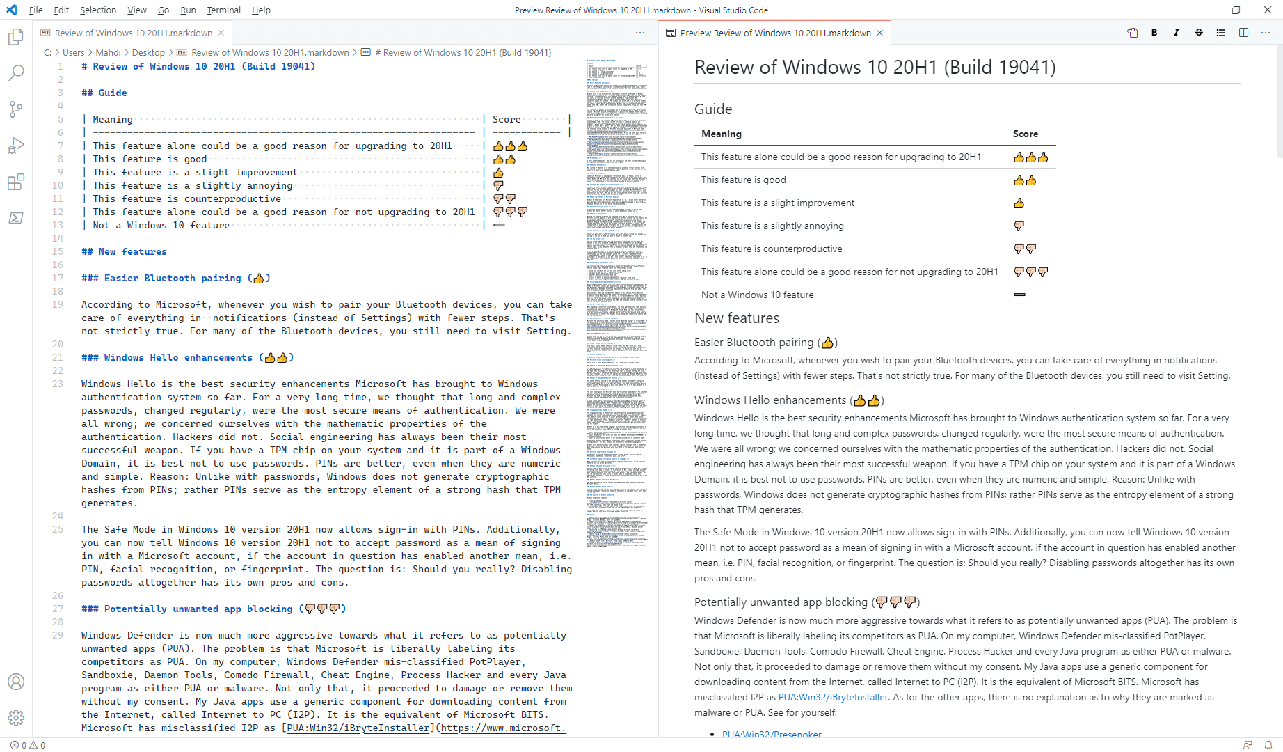 Markdown file in the Visual Studio Code text editor